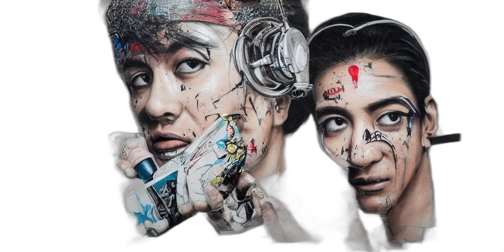 face, mask, cyberpunk, photorealistic transparent PNG cut-out