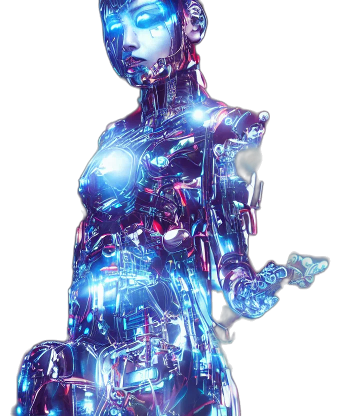 robot, dress, jewelry, staff transparent PNG cut-out