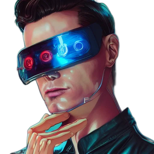 robot, face, mask, cyberpunk transparent PNG cut-out