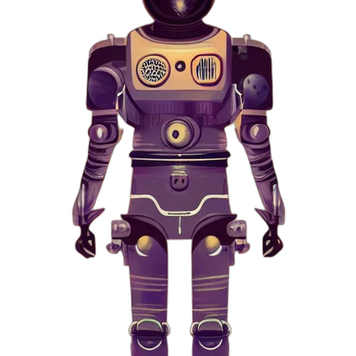 robot, staff, concept art, 3d render transparent PNG cut-out