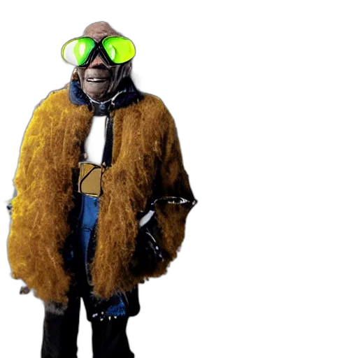 jacket, mask, creature, staff transparent PNG cut-out