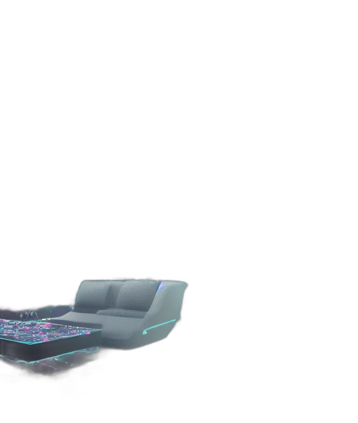 furniture, robot, 3d render, vaporwave transparent PNG cut-out