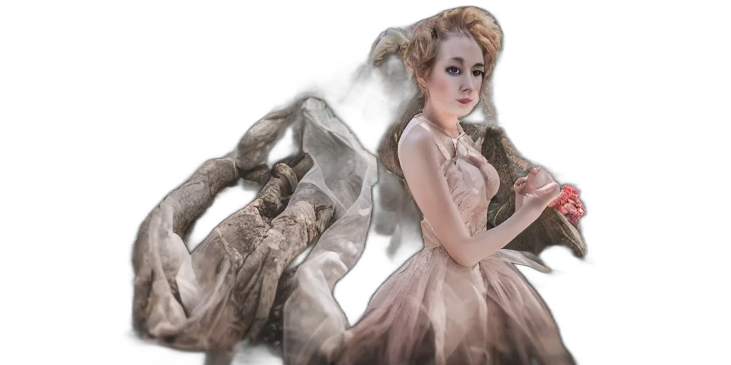 dress, dragon, photorealistic, fantasy art transparent PNG cut-out