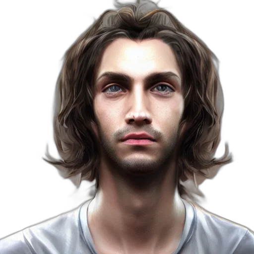 face, hair, staff, photorealistic transparent PNG cut-out
