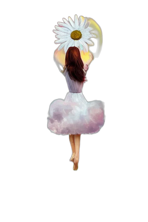dress, crown, flower, staff transparent PNG cut-out