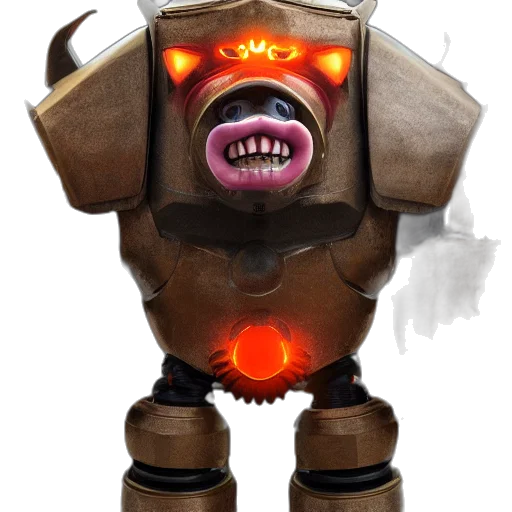 robot, mask, creature, staff transparent PNG cut-out
