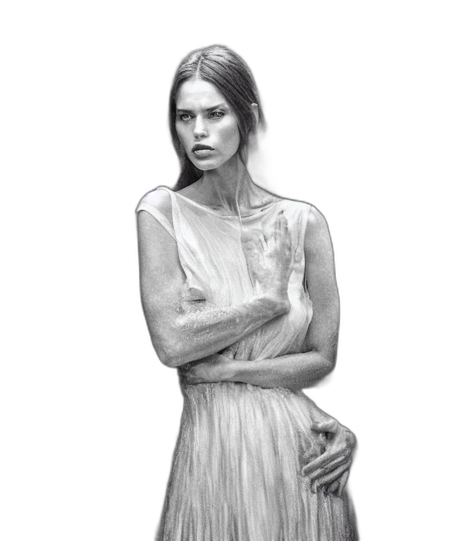 dress, jewelry, face, photorealistic transparent PNG cut-out