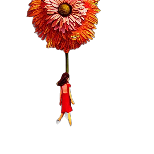 flower, umbrella, staff, dress transparent PNG cut-out