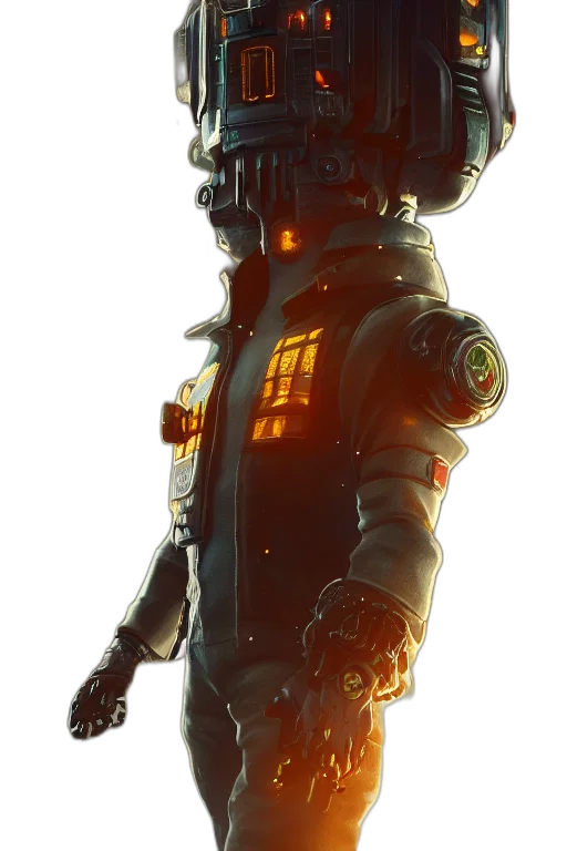 robot, weapon, jacket, staff transparent PNG cut-out