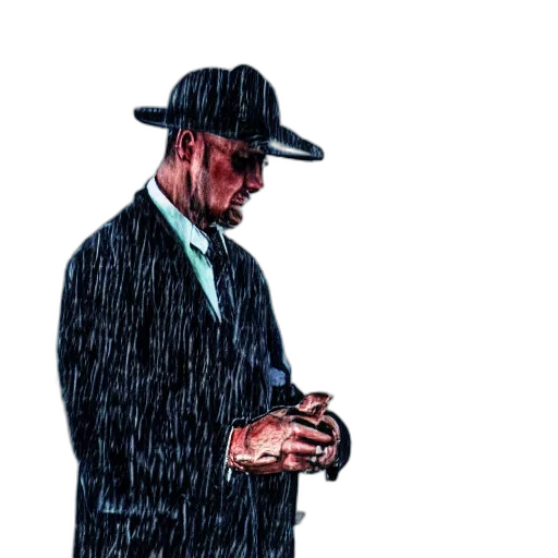 umbrella, hat, jacket, staff transparent PNG cut-out