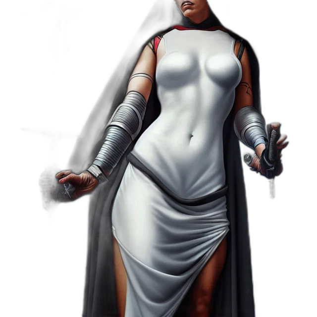 dress, staff, robot, concept art transparent PNG cut-out