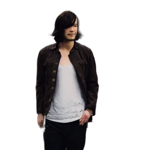 jacket, hair, staff, creature transparent PNG cut-out