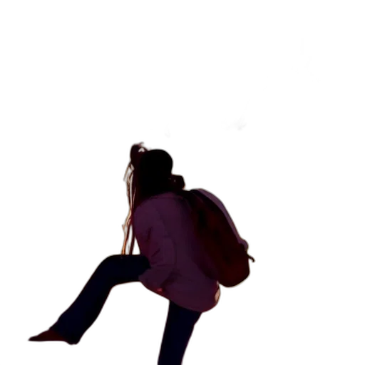 jacket, hair, staff, creature transparent PNG cut-out