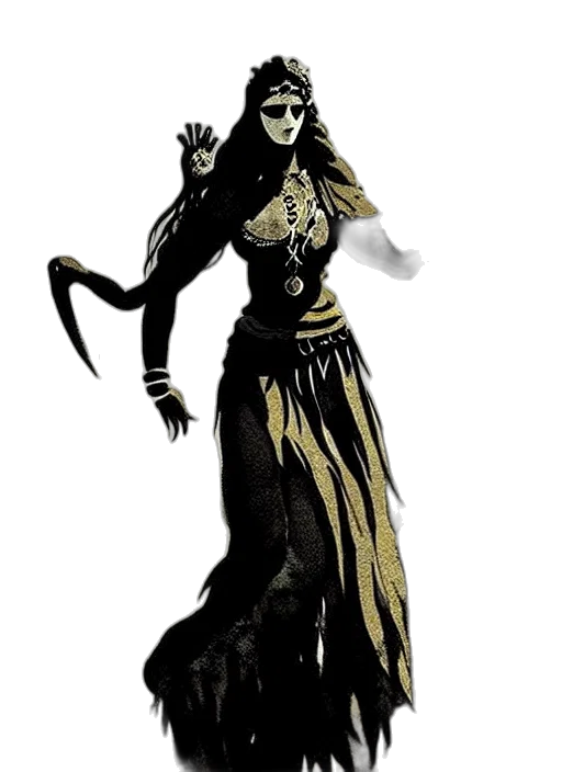 staff, mask, dress, creature transparent PNG cut-out
