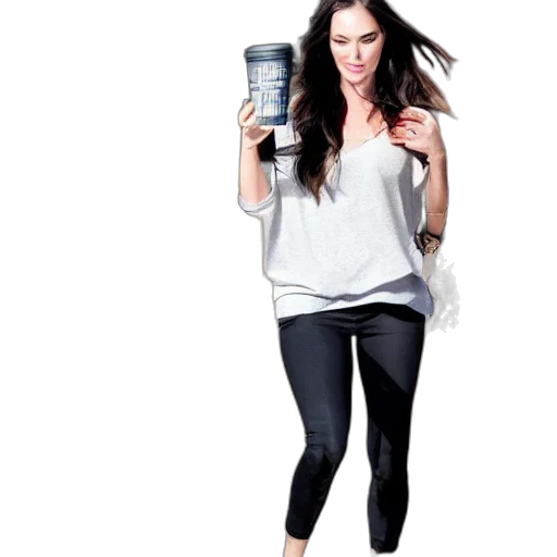 megan, fox, starbucks, holding transparent PNG cut-out