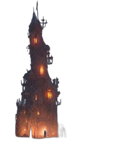 building, concept art, fantasy art, 3d render transparent PNG cut-out