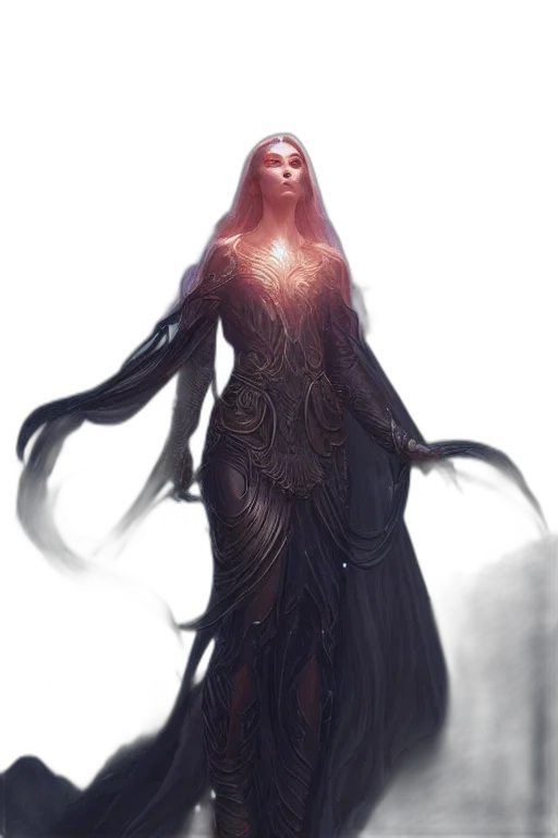 dress, creature, staff, fantasy art transparent PNG cut-out