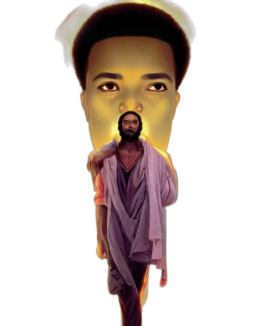 face, concept art, photorealistic, vaporwave transparent PNG cut-out