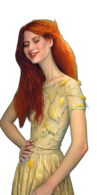 dress, hair, jewelry, photorealistic transparent PNG cut-out