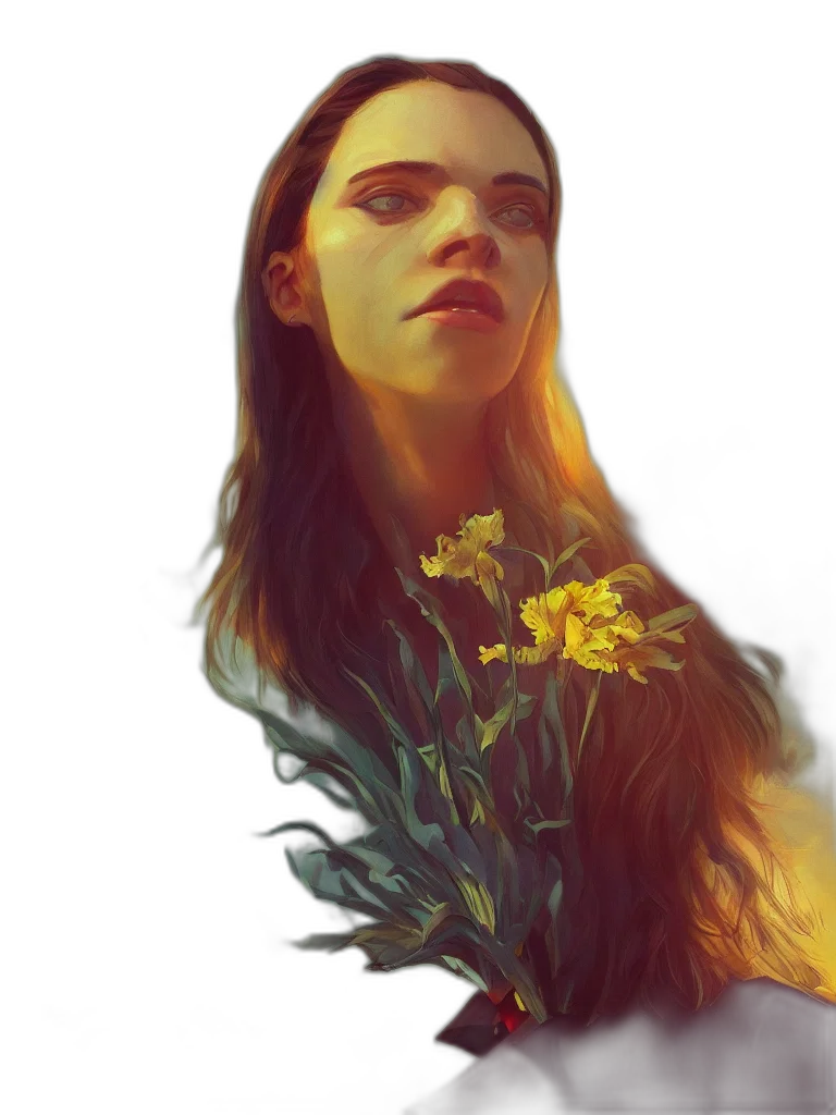 flower, face, dress, crown transparent PNG cut-out