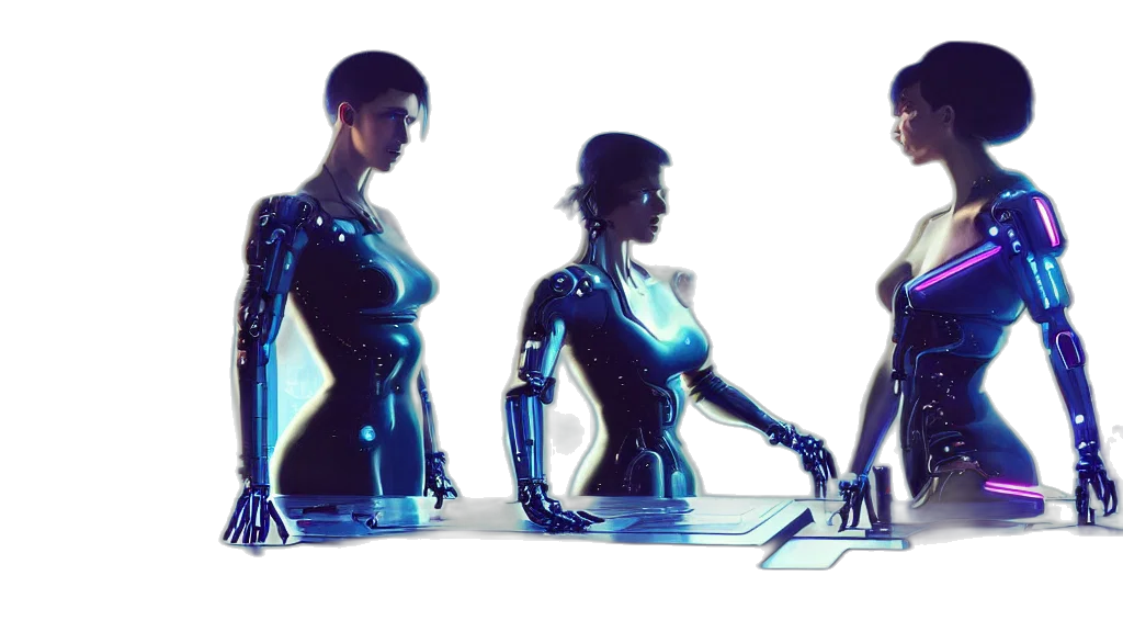 robot, dress, cyberpunk, concept art transparent PNG cut-out