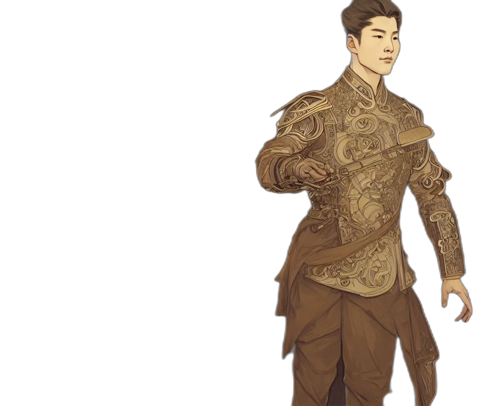 jacket, staff, fantasy art, concept art transparent PNG cut-out