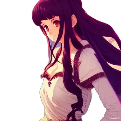 dress, staff, face, hair transparent PNG cut-out