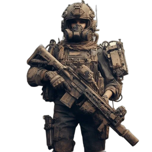 weapon, robot, staff, jacket transparent PNG cut-out