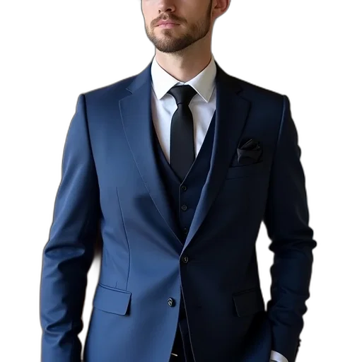 jacket, staff, photorealistic, blue transparent PNG cut-out