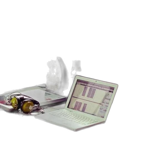 cozy, workspace, white, laptop transparent PNG cut-out