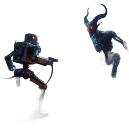 robot, creature, concept art, 3d render transparent PNG cut-out