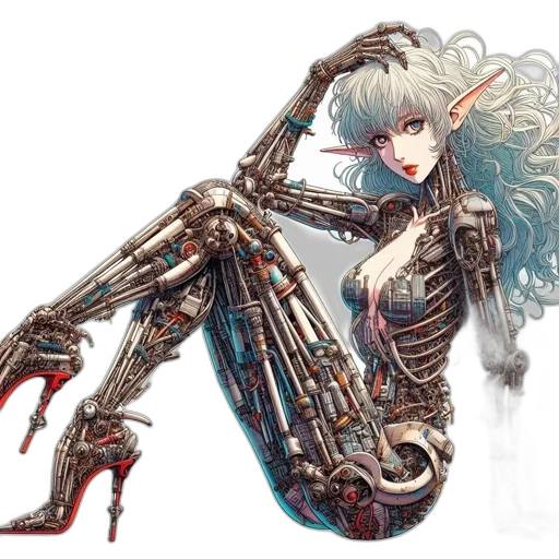 robot, weapon, hair, dress transparent PNG cut-out