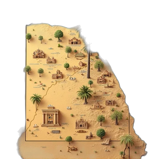 concept art, egypt, map, traditional transparent PNG cut-out