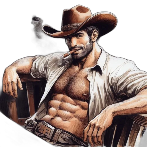 hat, weapon, comic book art, photorealistic transparent PNG cut-out