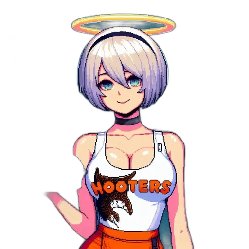 dress, robot, staff, pixel art transparent PNG cut-out
