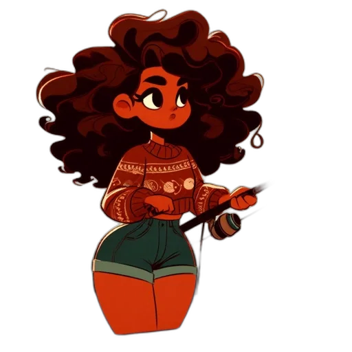 hair, dress, staff, concept art transparent PNG cut-out