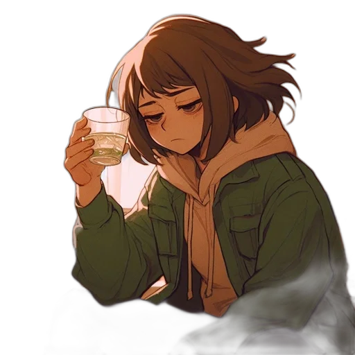 jacket, bottle, face, pixel art transparent PNG cut-out