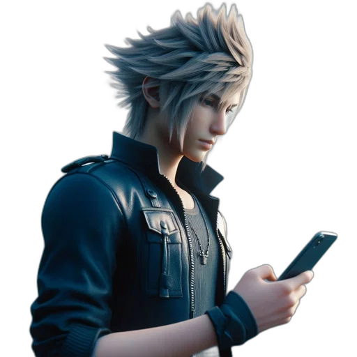jacket, staff, weapon, hair transparent PNG cut-out