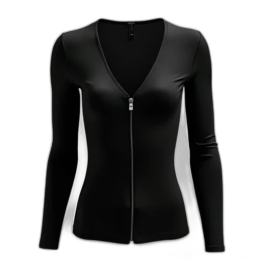 jacket, black, long-sleeved, v-neck transparent PNG cut-out