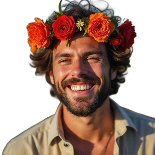 flower, crown, hat, face transparent PNG cut-out