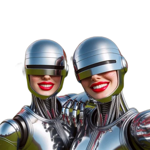 robot, 3d render, concept art, two transparent PNG cut-out