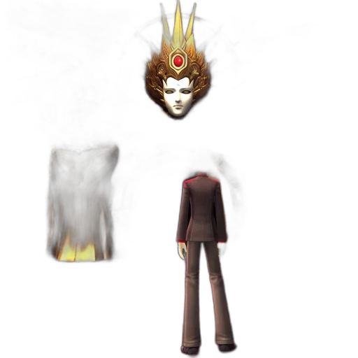 jacket, mask, crown, creature transparent PNG cut-out