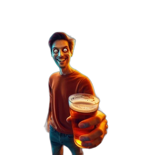 bottle, jacket, face, robot transparent PNG cut-out