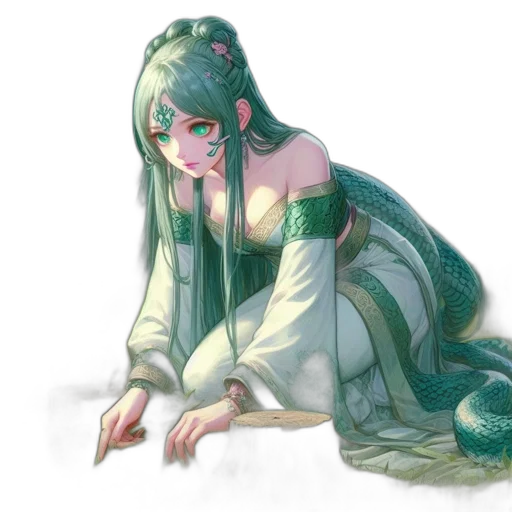 dress, dragon, creature, staff transparent PNG cut-out