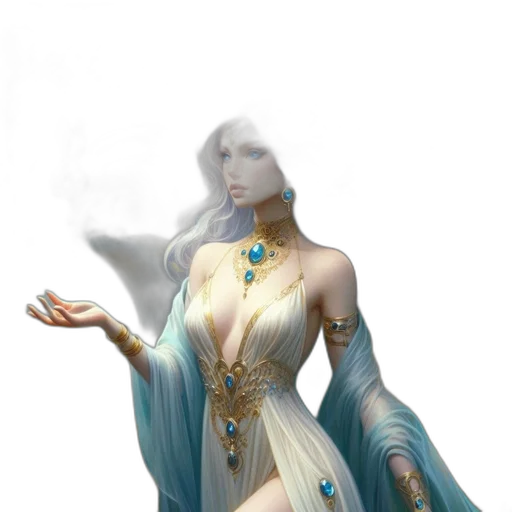 dress, jewelry, crown, staff transparent PNG cut-out