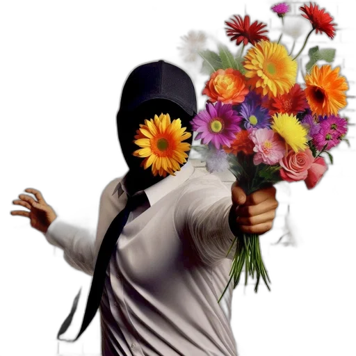 flower, mask, jacket, weapon transparent PNG cut-out