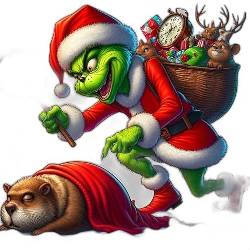 concept art, photorealistic, iconic, grinch transparent PNG cut-out