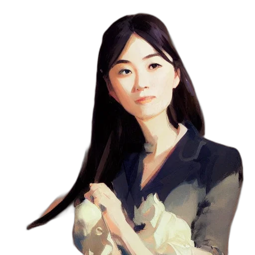 staff, dress, face, oil painting transparent PNG cut-out