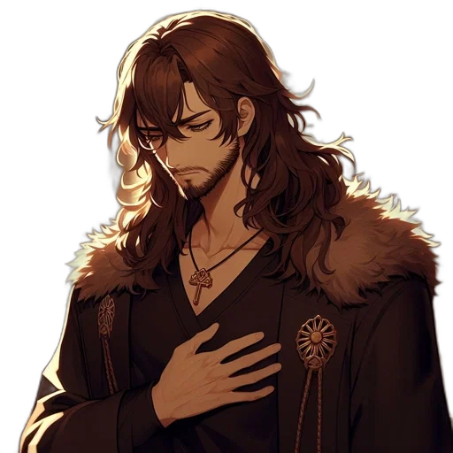 jacket, staff, jewelry, fantasy art transparent PNG cut-out