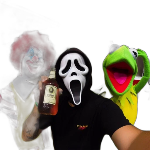 mask, bottle, concept art, photorealistic transparent PNG cut-out